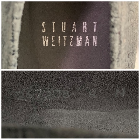 Stuart Weitzman gray suede plaid narrow 2.5” heel - Picture 8 of 8